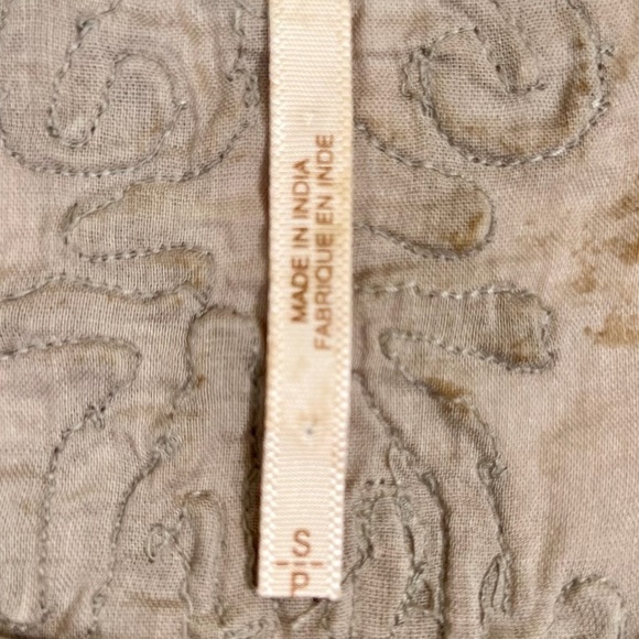 FREE PEOPLE Quills Neutral Hippie Embroidered 100% Cotton Crop Top‎ Size Small - Picture 10 of 14